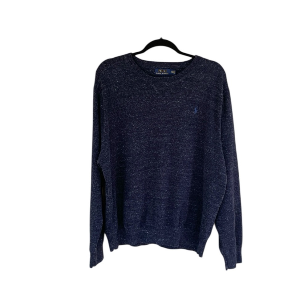 Polo Ralph Lauren Sweatshirt Men’s XXL Marled Cotton Crewneck Blue Knit Pullover